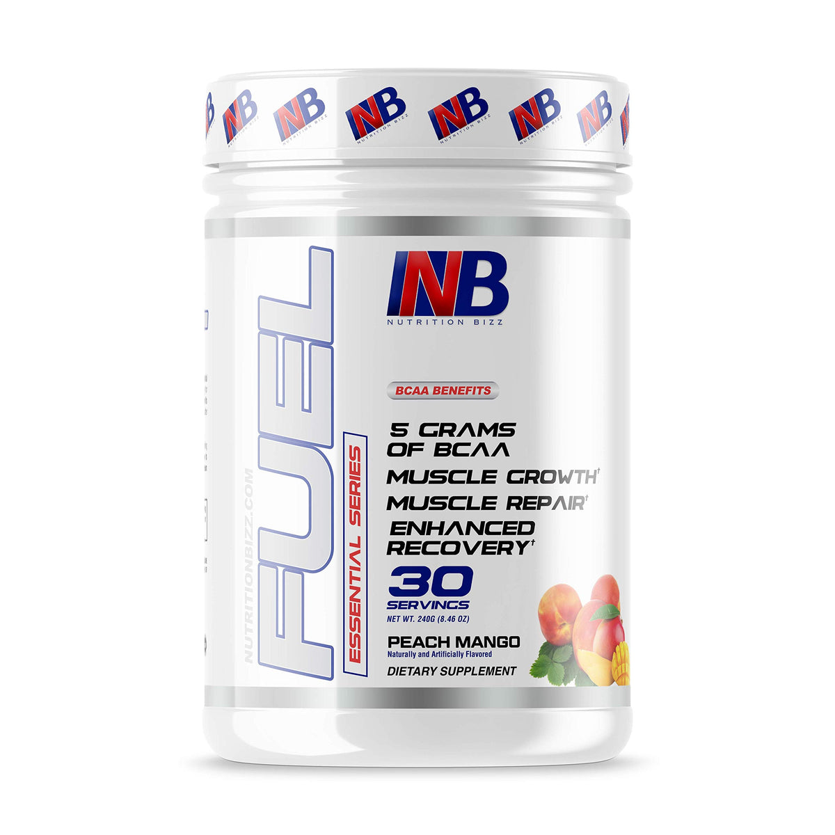 Poudre BCAA NutritionBizz 5g Pêche Mangue vue avant