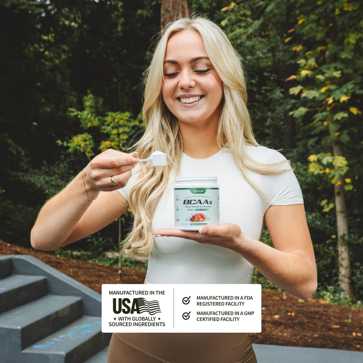 Poudre BCAA Snap Supplements avec cuillère doseuse