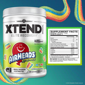 Poudre BCAA Xtend Original 30 Serv. Air Heads Rainbow Berry avec dos d'emballage