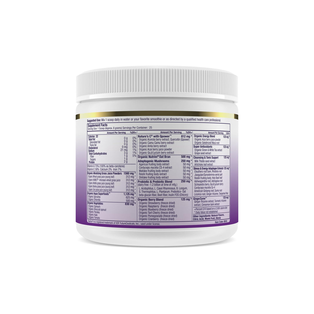 Poudre Berry Energy Greens Paradise Herbs 259g avec étiquette détaillée