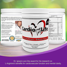 Poudre CardioForLife 455g sur une table en bois