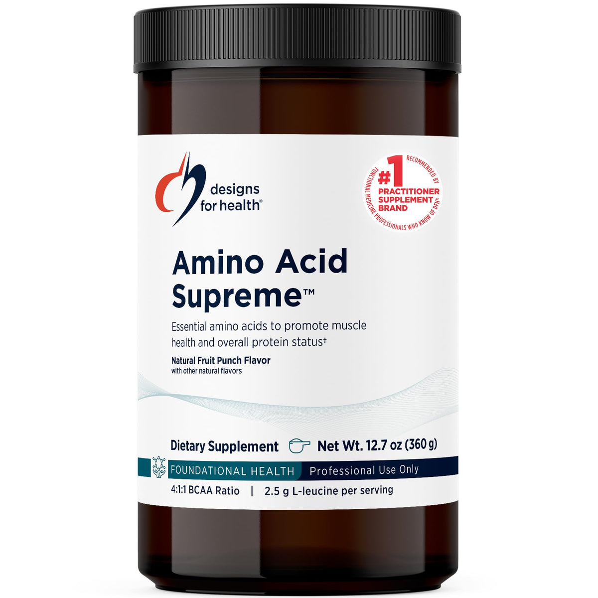 Poudre complète d'acides aminés Designs for Health vue de face