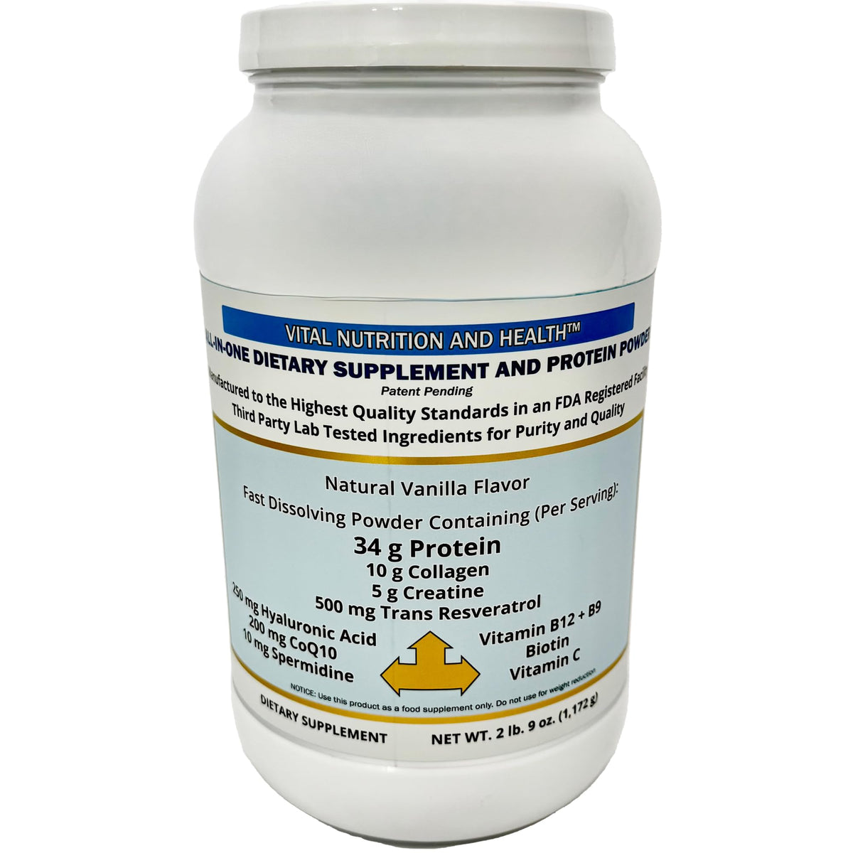 Poudre complète Vital Nutrition 1370g vue de face avec étiquette