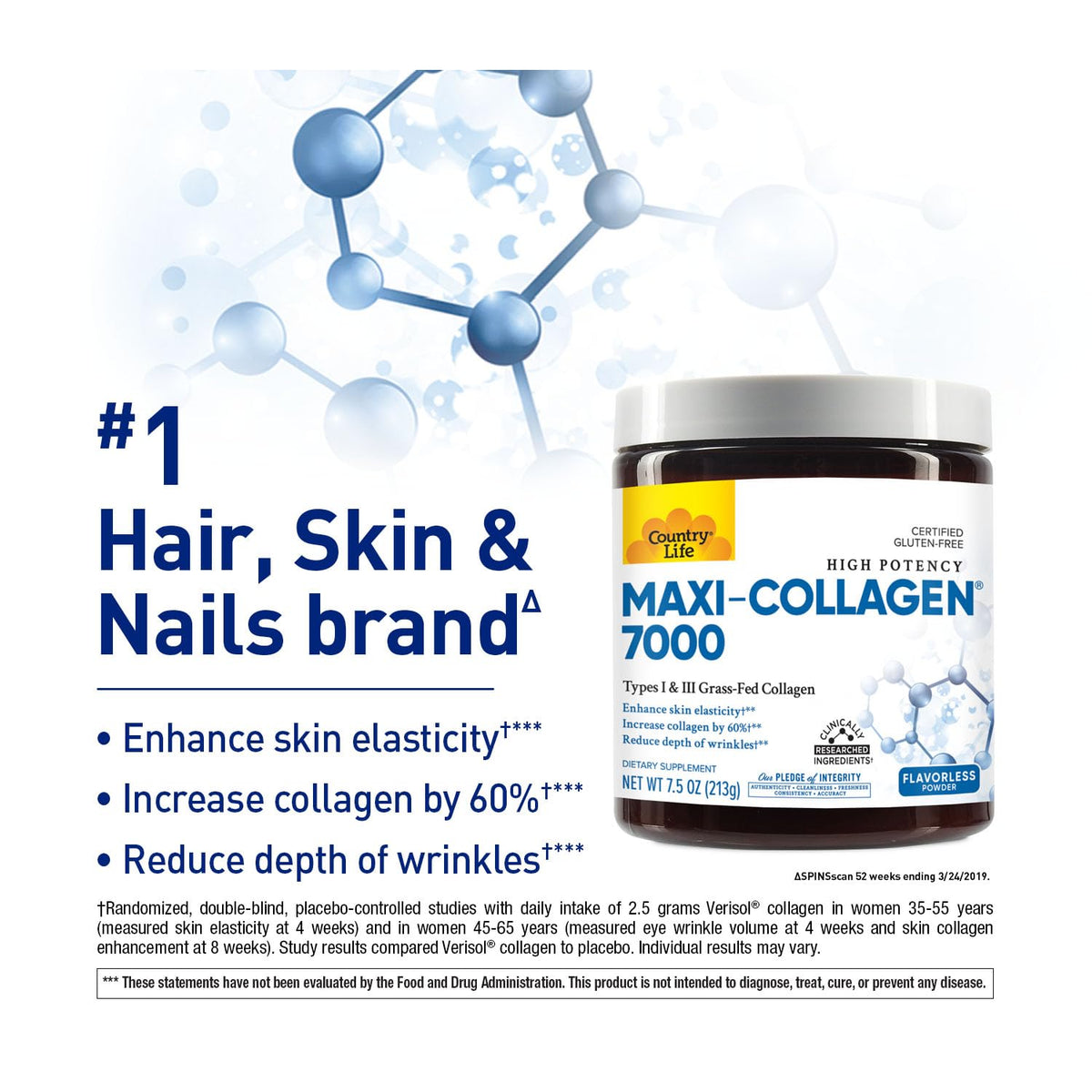 Poudre Country Life Maxi-Collagen 7000 avec scoop inclus