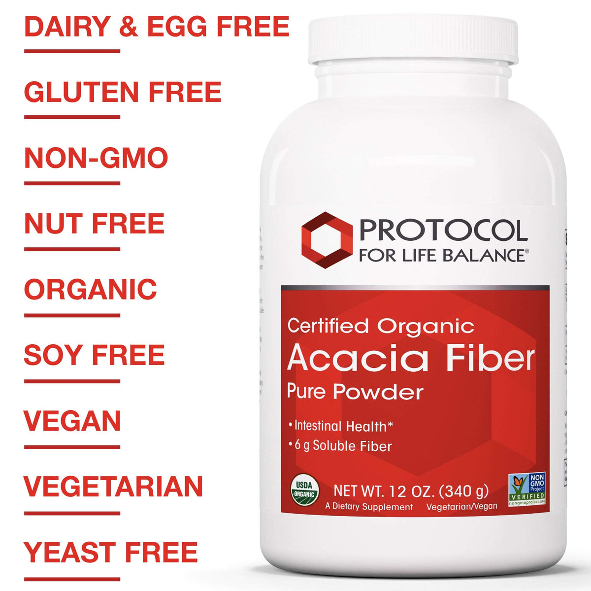 Poudre d'acacia bio PROTOCOL FOR LIFE BALANCE à côté d'autres compléments