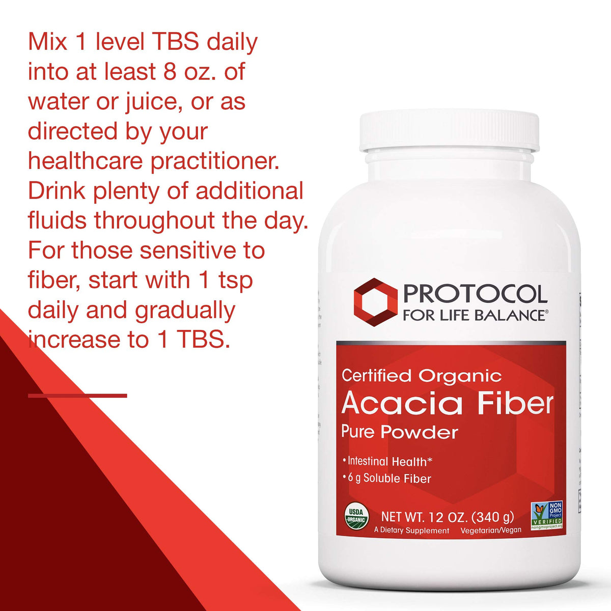 Poudre d'acacia bio PROTOCOL FOR LIFE BALANCE avec cuillère
