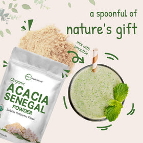 Poudre d'Acacia Sénégal Bio Micro Ingredients 939 g vue de côté
