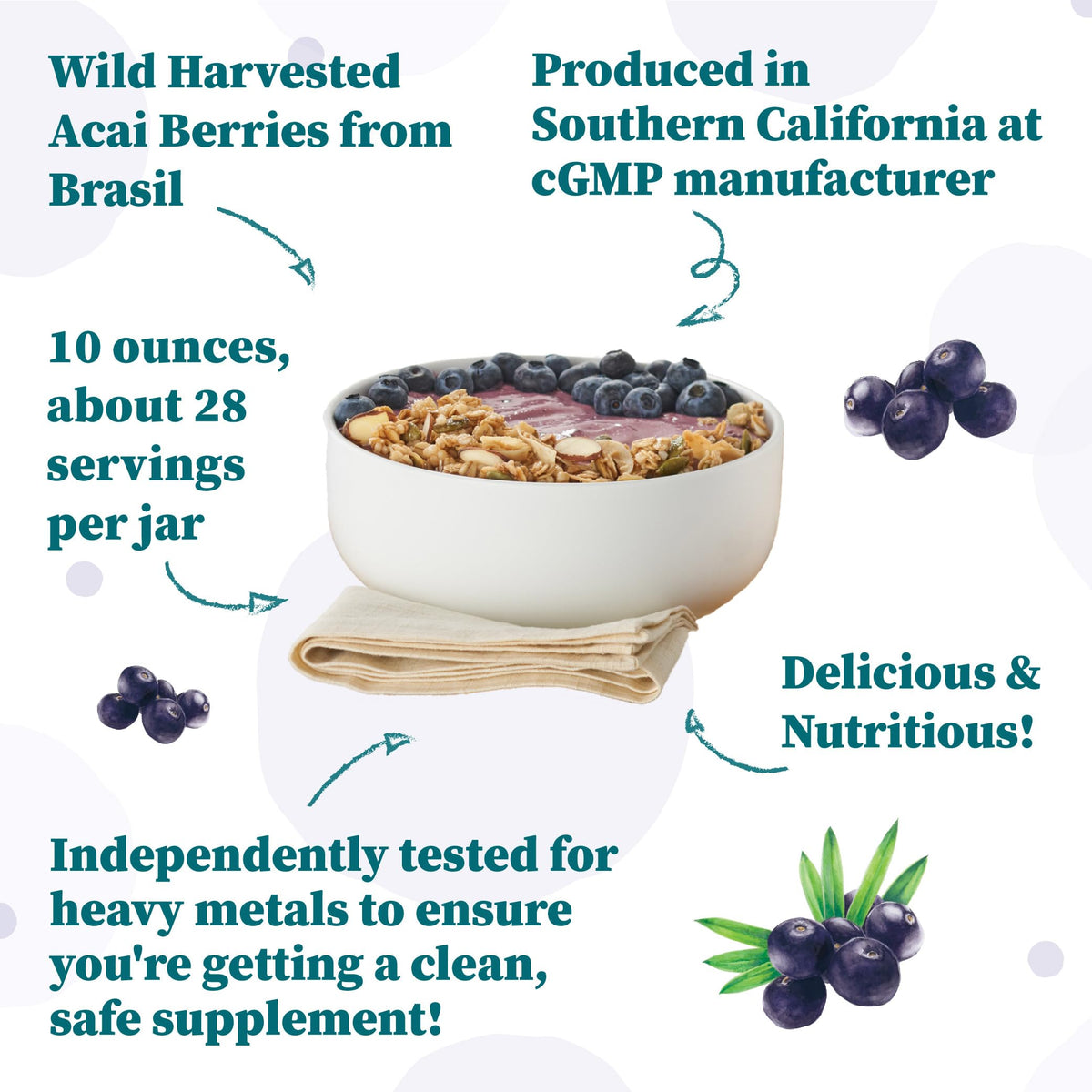 Poudre d'açaï mélangée dans un smoothie
