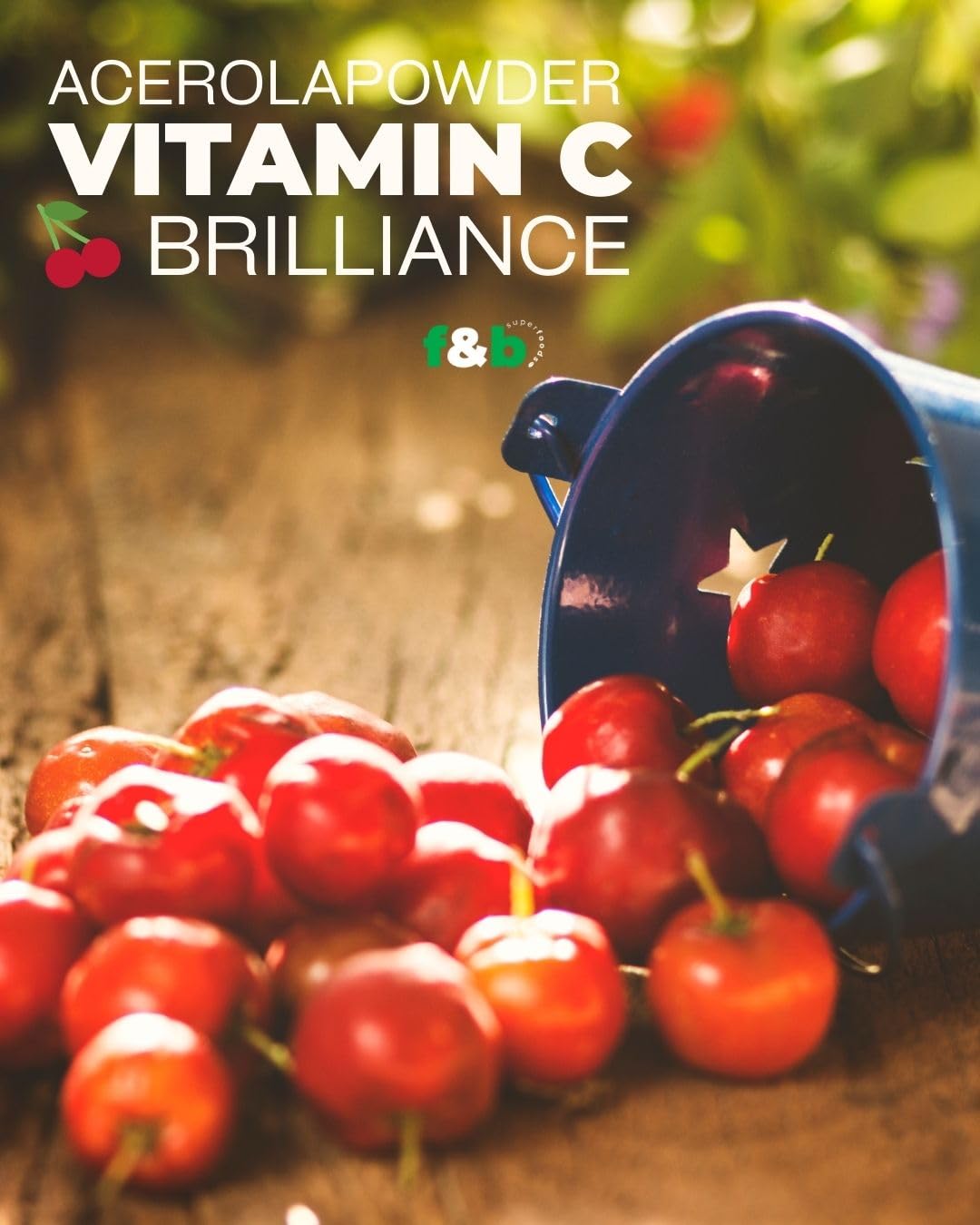 Poudre d'acerola bio f&b superfoods avec des cerises d'acerola