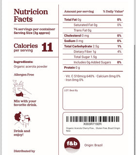 Poudre d'acerola bio f&b superfoods avec des fruits