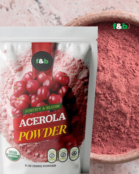 Poudre d'acerola bio f&b superfoods sur une cuillère
