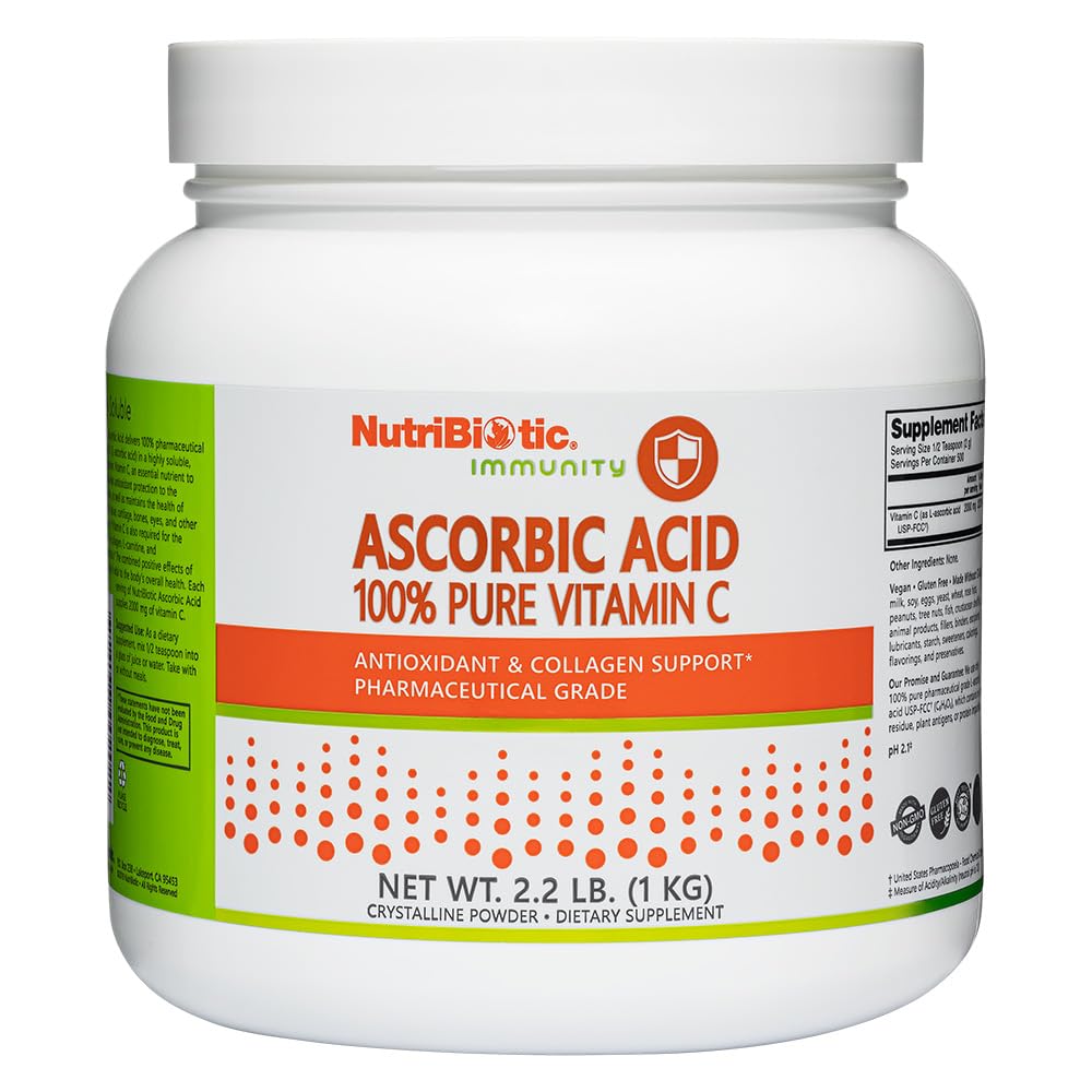 Poudre d'acide ascorbique NutriBiotic 1102g vue avant