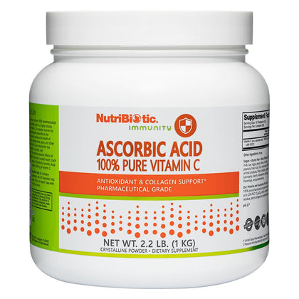 Poudre d'acide ascorbique NutriBiotic 1102g vue avant
