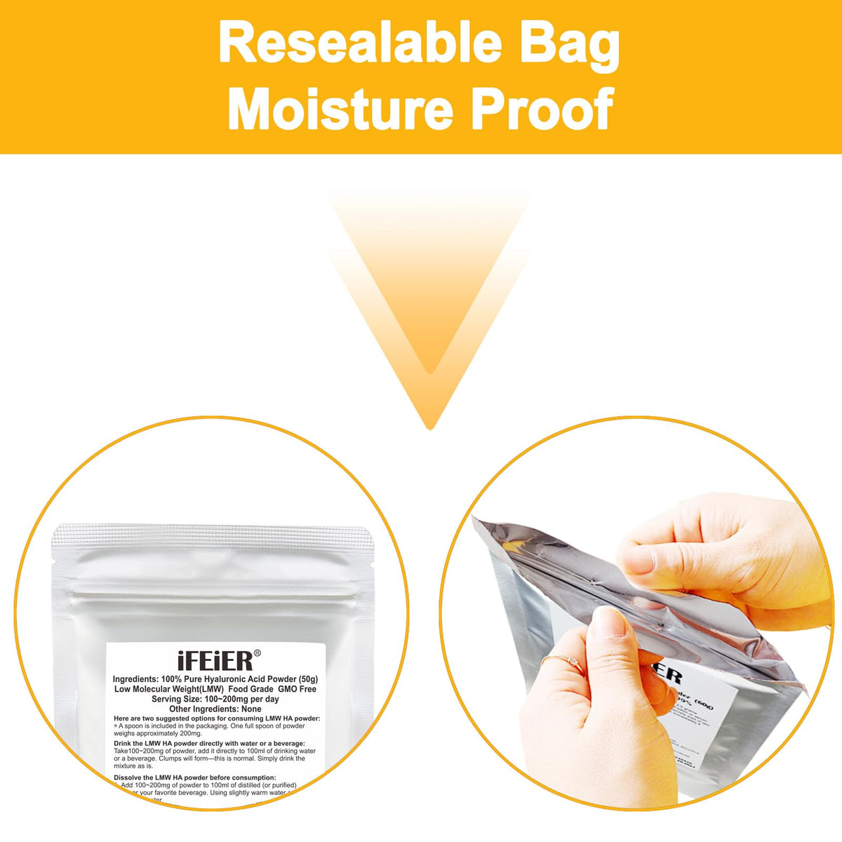 Poudre d'Acide Hyaluronique iFEiER en utilisation
