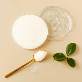 Poudre d'acide hyaluronique PURE ORIGINAL INGREDIENTS sur une surface neutre