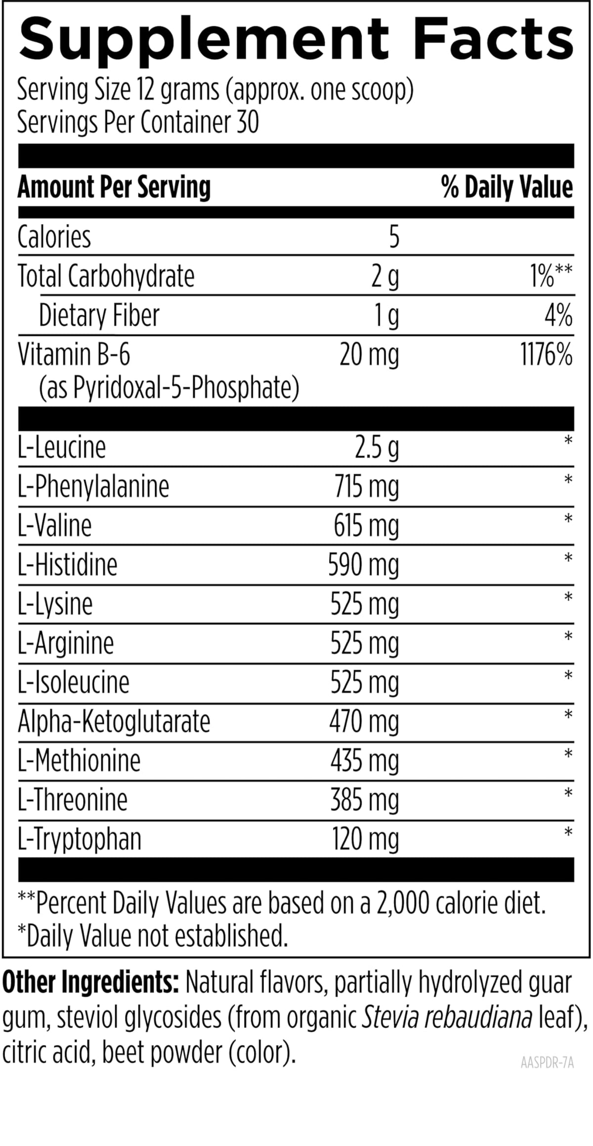 Poudre d'acides aminés Designs for Health dans un verre avec de l'eau