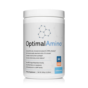 Poudre d'acides aminés essentiels OptimalAmino vue de face
