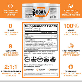 Poudre d'acides aminés Honey Badger BCAA + EAA vue de dessus