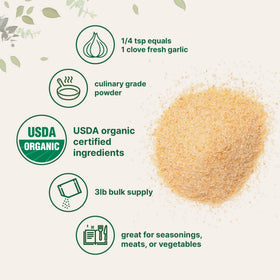 Poudre d'ail bio Micro Ingredients sur un fond de cuisine