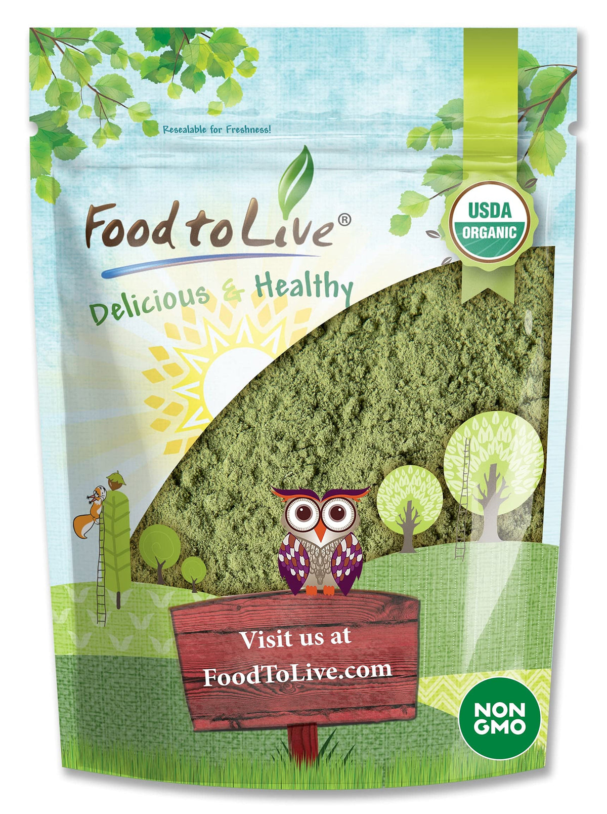 Poudre d'Alfalfa Biologique Food to Live 234g vue avant