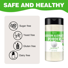 Poudre d'alginate de sodium YumCraft 150g en utilisation dans un plat