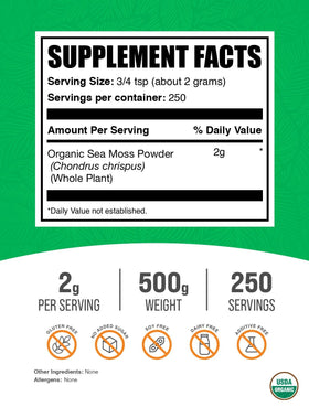 Poudre d'Algue Irlandaise Bio BulkSupplements, vue de dessus