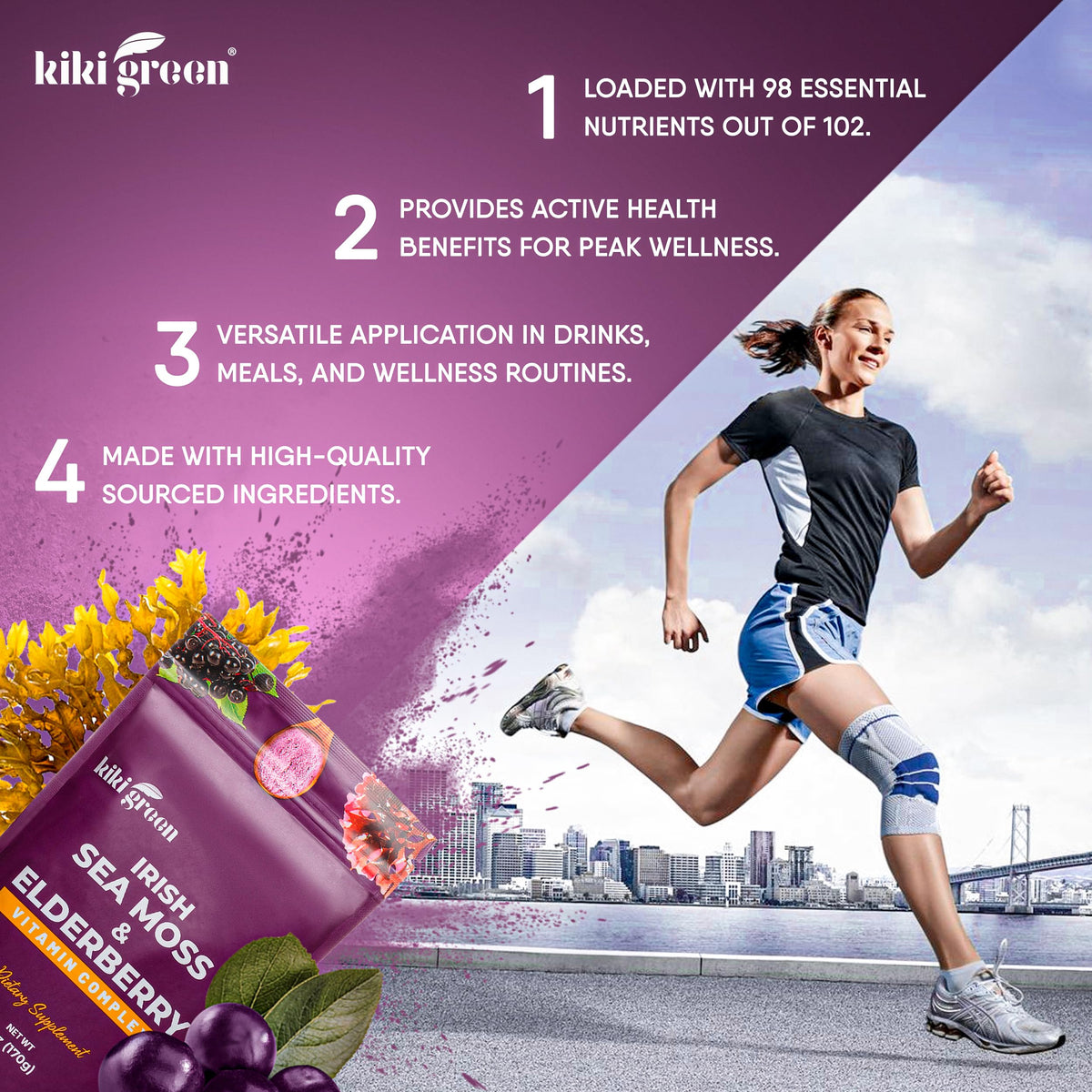 Poudre d'algues marines KIKI Green dans un smoothie