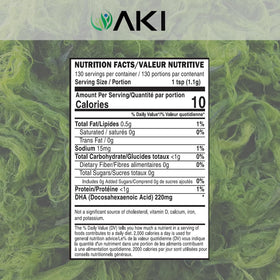 Poudre d'Algues Micro Omega 3 DHA AKI ORGANIC 130g dans une cuisine