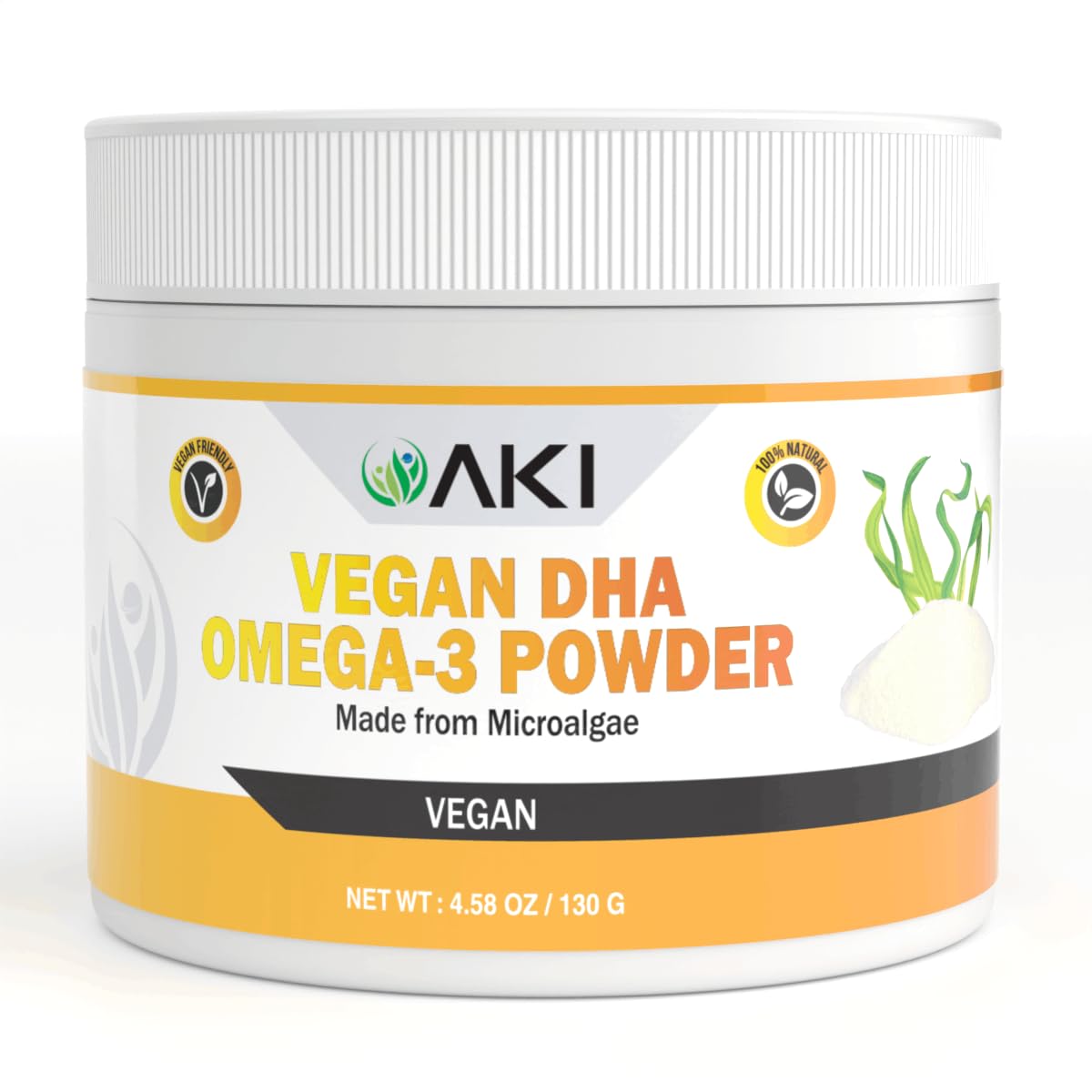 Poudre d'Algues Micro Omega 3 DHA AKI ORGANIC 130g vue avant