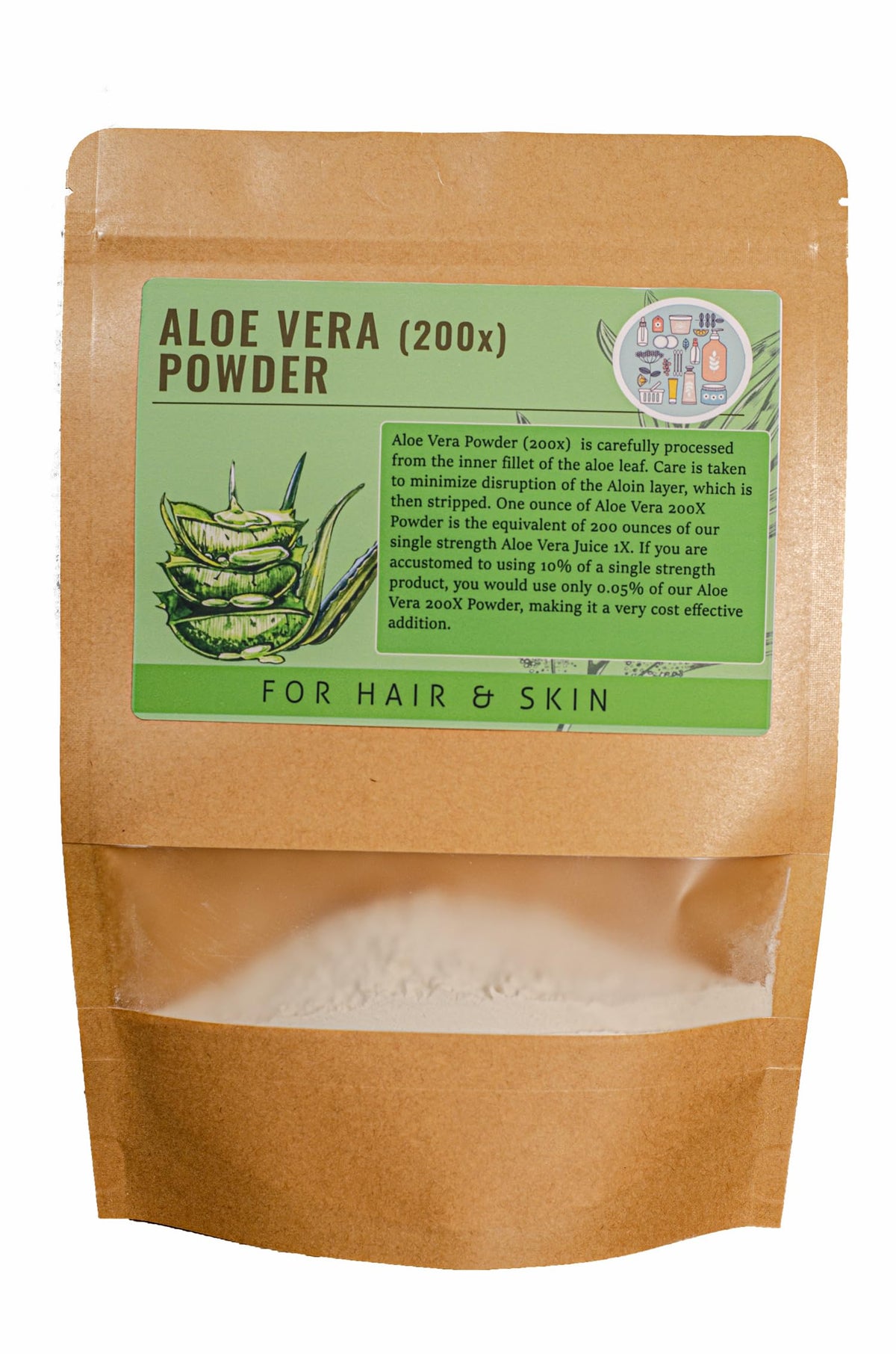 Poudre d'Aloe Vera 200x de 142g en sachet avant