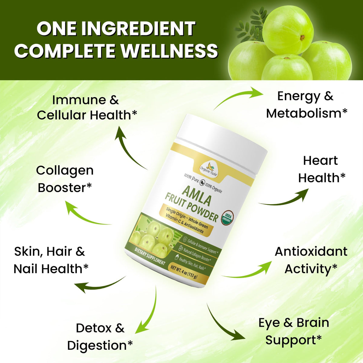 Poudre d'Amla Bio Organic Veda avec des ingrédients naturels
