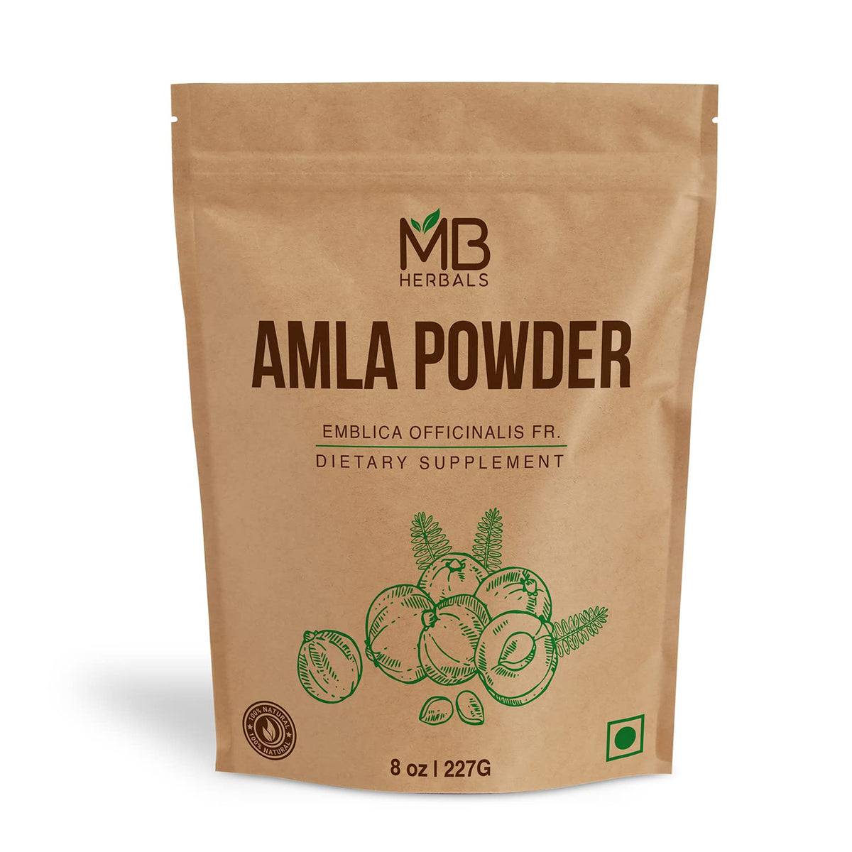 Poudre d'Amla désemoulue MB Herbals 227g vue avant