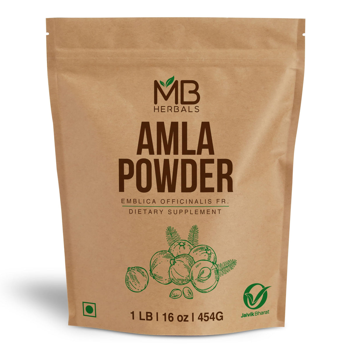 Poudre d'Amla Désemplie MB Herbals 454g vue de face