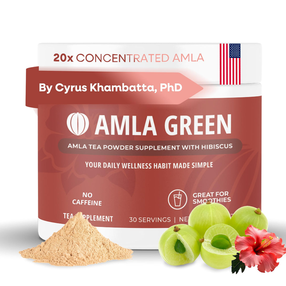 Poudre d'Amla Green 20x concentrée dans un bol