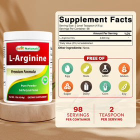 Poudre d'arginine Best Naturals 522g vue arrière
