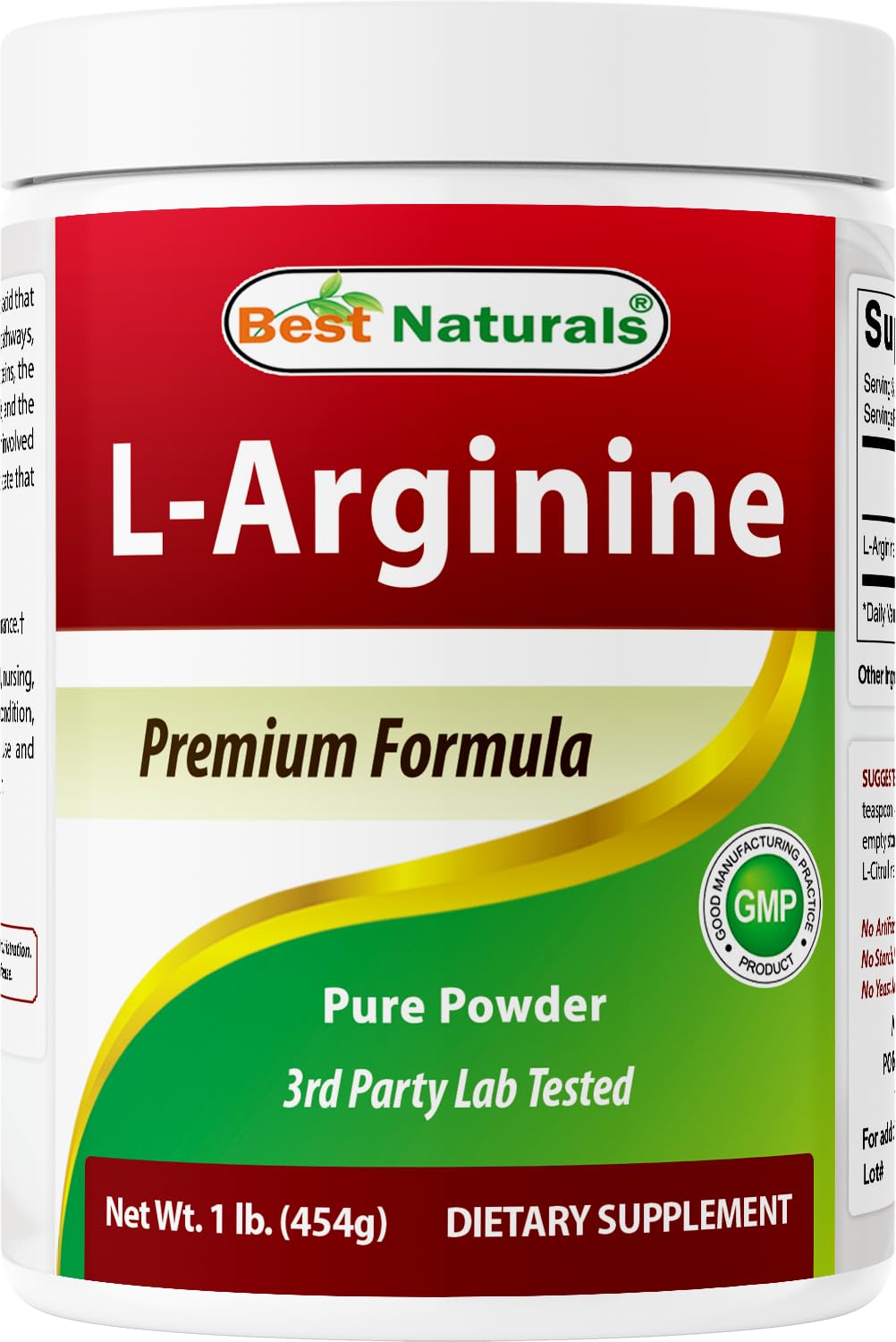 Poudre d'arginine Best Naturals 522g vue avant