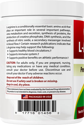 Poudre d'arginine Best Naturals dans son emballage
