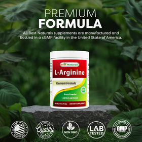 Poudre d'arginine Best Naturals dans un verre