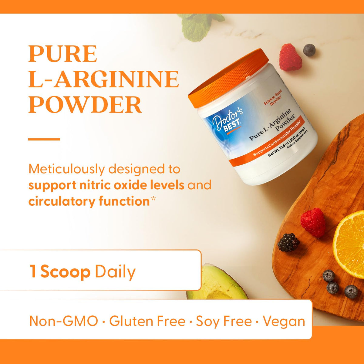 Poudre d'arginine Doctor's BEST avec mesure incluse