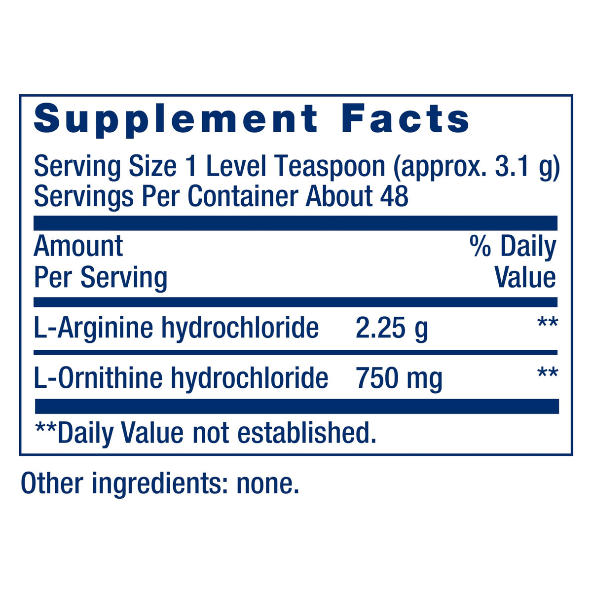 Poudre d'Arginine Ornithine Life Extension 150g sur une surface de cuisine