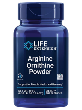 Poudre d'Arginine Ornithine Life Extension 150g vue de face