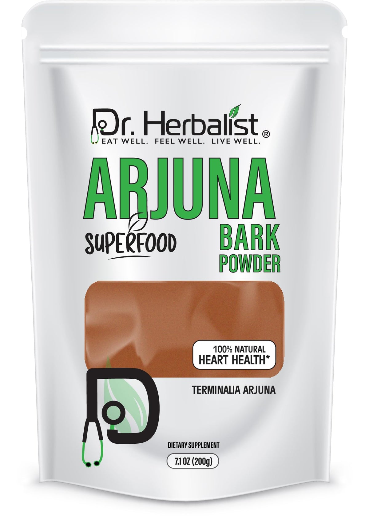 Poudre d'Arjuna Dr. HERBALIST 200g format pouch vue avant