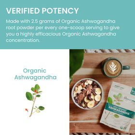 Poudre d'Ashwagandha Himalaya versée dans un verre