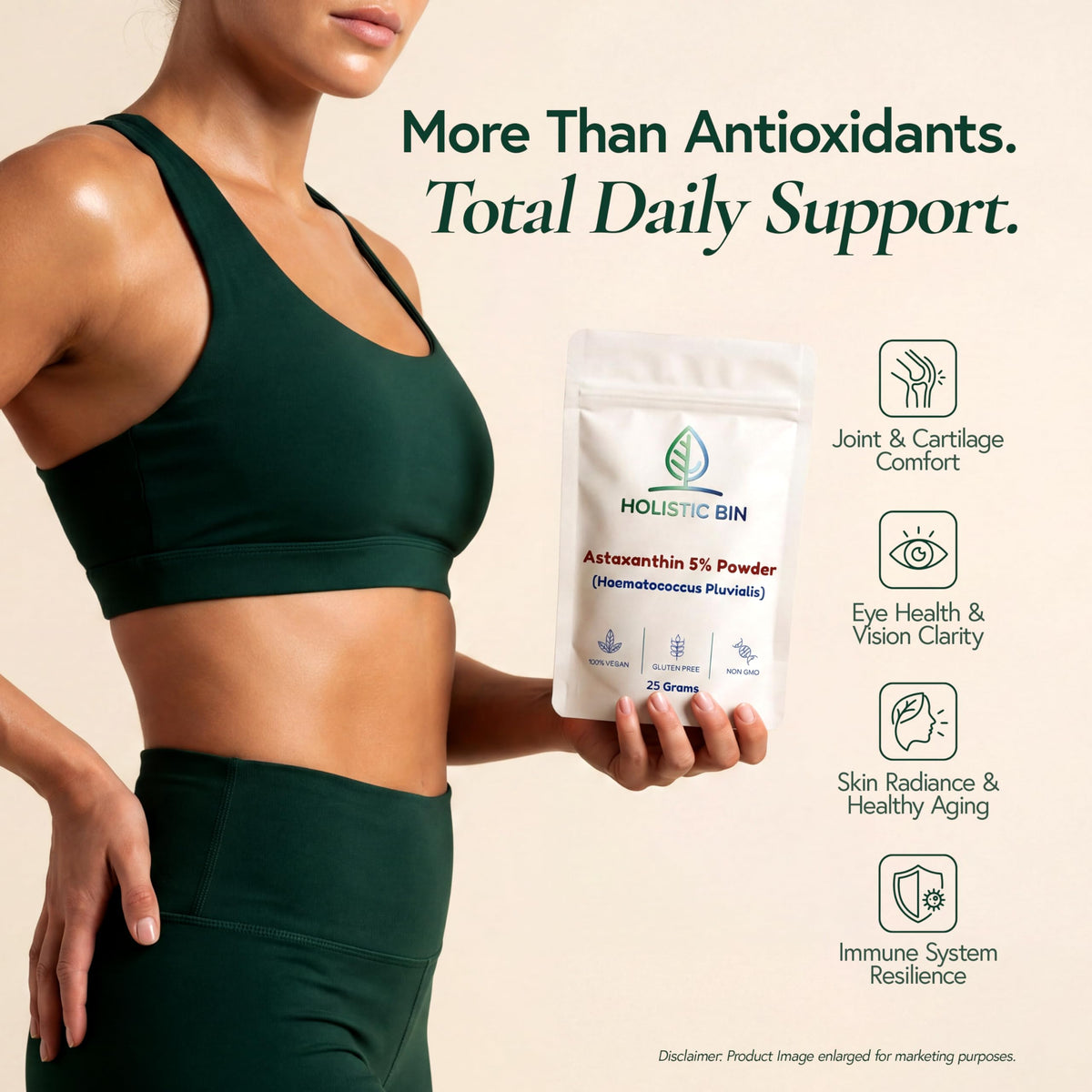 Poudre d'Astaxanthine Holistic Bin avec ingrédients naturels