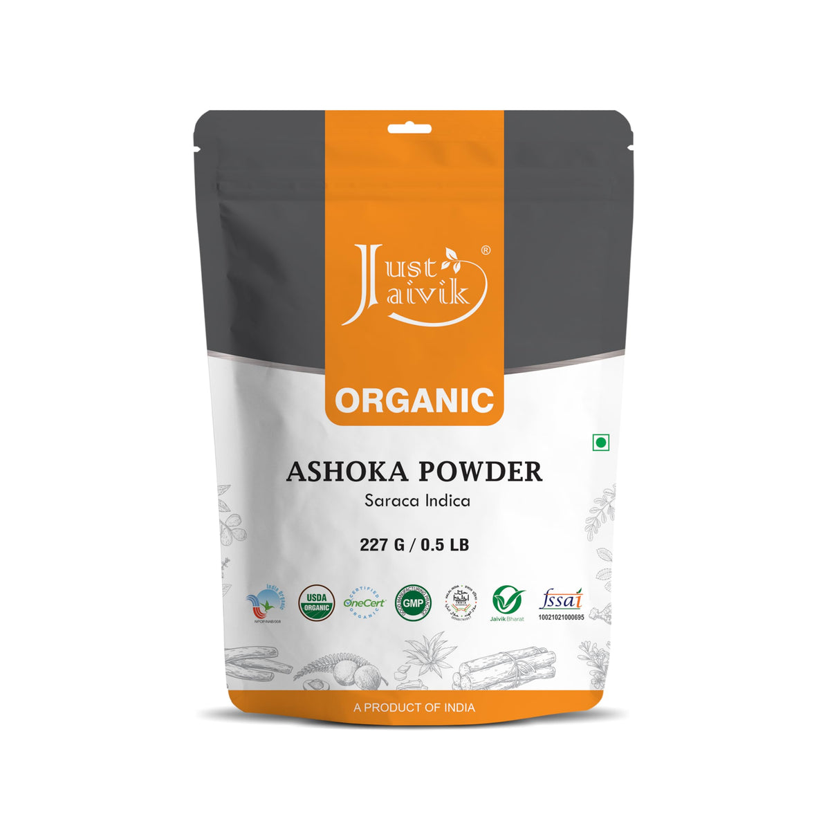 Poudre d'écorce d'Ashoka Bio Just Jaivik 227g vue de l'avant