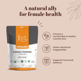Poudre d'écorce d'Ashoka Bio Just Jaivik versée dans une cuillère