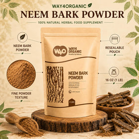 Poudre d'écorce de neem dans un bol de préparation