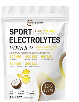 Poudre d'électrolytes Micro Ingredients 2 lbs saveur piña colada vue avant