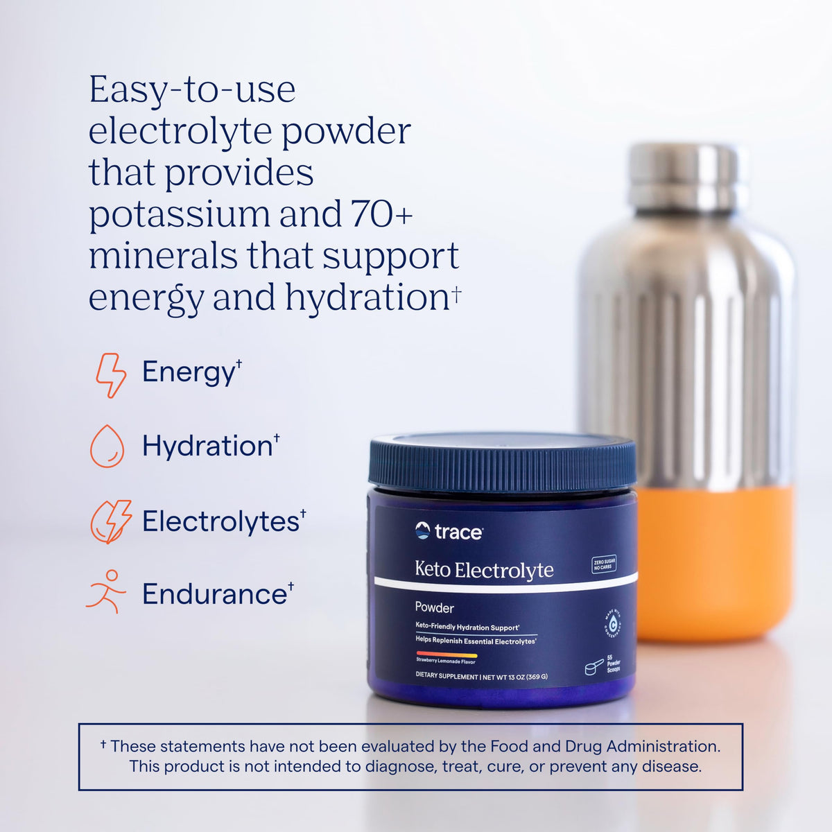 Poudre d'électrolytes Trace Minerals Hydro Pak dans un verre d'eau
