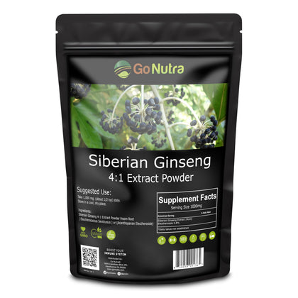 Poudre d'éleuthéro ginseng sibérien Go Nutra 4:1, emballage avant